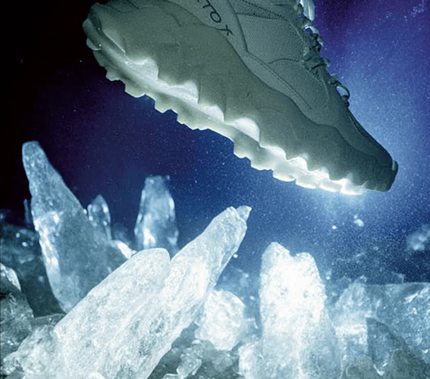 Fantasy visual of a UFO above ice crystals